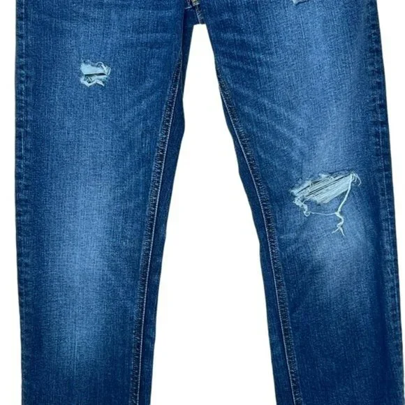 J. Crew Mercantile Dark Wash Distressed Straight Leg Jeans Size 28/32 - Picture 9 of 14